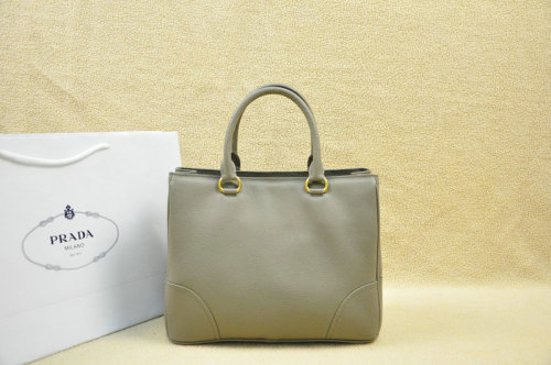 2014 Prada grainy calfskin tote bag BN2533 grey - Click Image to Close